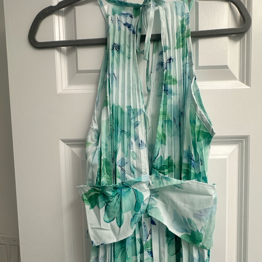 Floral Pleated Halter Dress